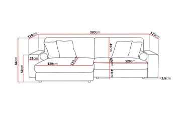 Arken Lyx dyb, vendbar L-formet 4-personers chaiselongsofa i velour - Mørkegrå - Møbler - Sofaer - Sofa med chaiselong