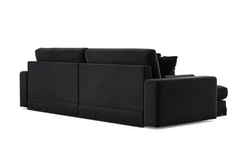 Arken Lyx dyb, vendbar L-formet 4-personers chaiselongsofa i velour - Sort - Møbler - Sofaer - Sofa med chaiselong