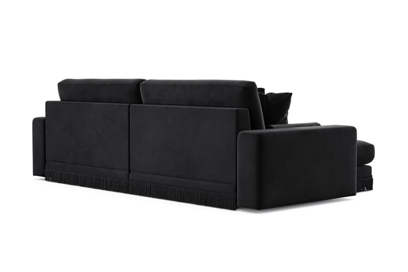 Arken Lyx dyb, vendbar L-formet 4-personers chaiselongsofa i velour - Sort - Møbler - Sofaer - Sofa med chaiselong
