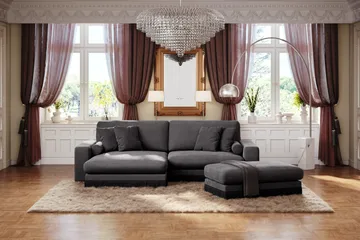 Arken Lyx dyb, vendbar L-formet 4-personers chaiselongsofa i velour - Mørkegrå - Møbler - Sofaer - Sofa med chaiselong