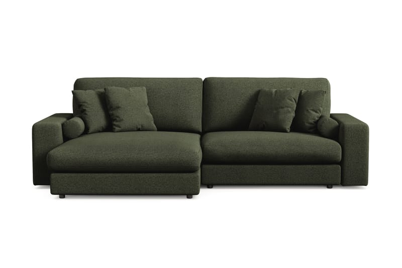 Arken Lyx dyb, vendbar L-formet 4-personers chaiselongsofa i stof, Grøn