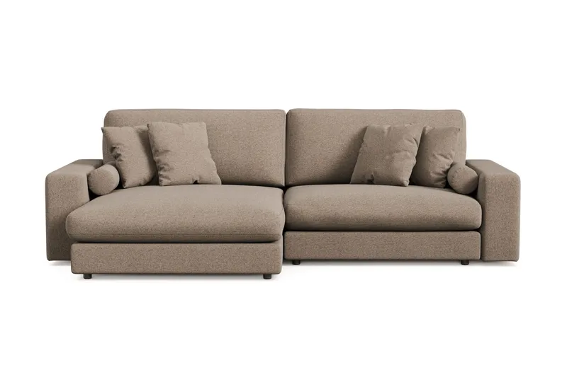 Arken Lyx dyb, vendbar L-formet 4-personers chaiselongsofa i stof, Brun