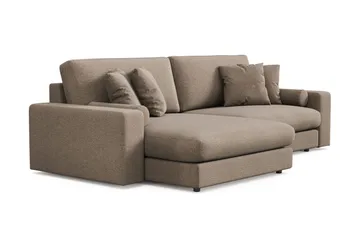Arken Lyx dyb, vendbar L-formet 4-personers chaiselongsofa i stof - Brun - Møbler - Sofaer - Sofa med chaiselong