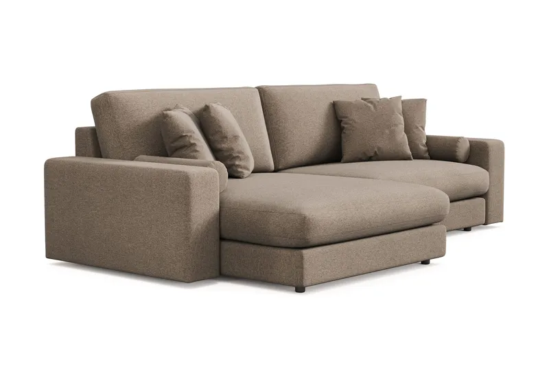 Arken Lyx dyb, vendbar L-formet 4-personers chaiselongsofa i stof - Brun - Møbler - Sofaer - Sofa med chaiselong