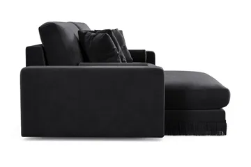 Arken Lyx dyb, vendbar L-formet 4-personers chaiselongsofa i velour - Sort - Møbler - Sofaer - Sofa med chaiselong
