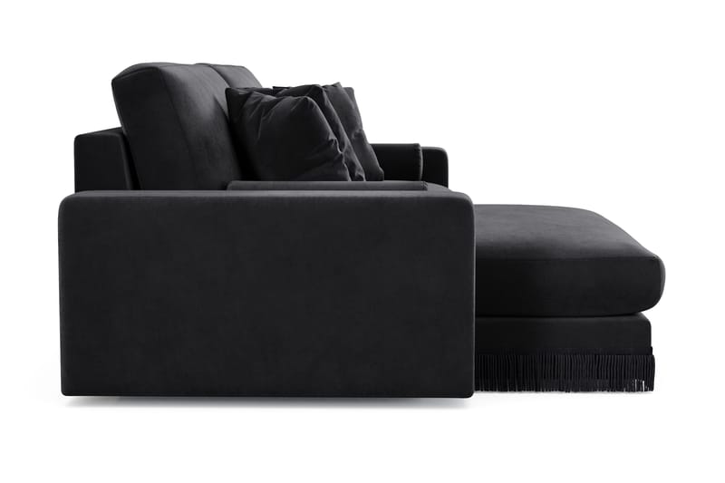 Arken Lyx dyb, vendbar L-formet 4-personers chaiselongsofa i velour - Sort - Møbler - Sofaer - Sofa med chaiselong