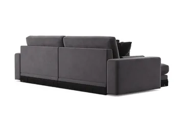 Arken Lyx dyb, vendbar L-formet 4-personers chaiselongsofa i velour - Mørkegrå - Møbler - Sofaer - Sofa med chaiselong
