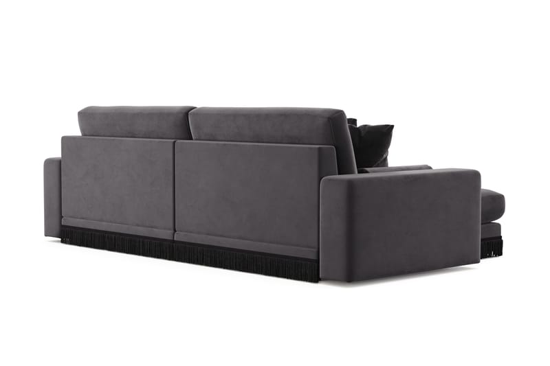 Arken Lyx dyb, vendbar L-formet 4-personers chaiselongsofa i velour - Mørkegrå - Møbler - Sofaer - Sofa med chaiselong