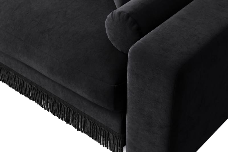 Arken Lyx dyb, vendbar L-formet 4-personers chaiselongsofa i velour - Sort - Møbler - Sofaer - Sofa med chaiselong