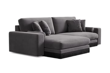 Arken Lyx dyb, vendbar L-formet 4-personers chaiselongsofa i velour - Mørkegrå - Møbler - Sofaer - Sofa med chaiselong