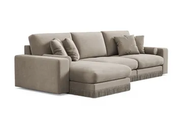 Arken Lyx dyb, vendbar L-formet 5-personers chaiselongsofa i velour - Beige - Møbler - Sofaer - Sofa med chaiselong
