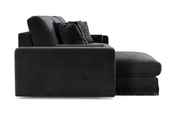 Arken Lyx dyb, vendbar L-formet 5-personers chaiselongsofa i velour - Sort - Møbler - Sofaer - Sofa med chaiselong