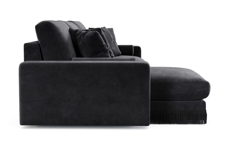 Arken Lyx dyb, vendbar L-formet 5-personers chaiselongsofa i velour - Sort - Møbler - Sofaer - Sofa med chaiselong