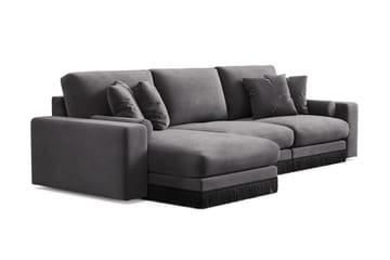 Arken Lyx dyb, vendbar L-formet 5-personers chaiselongsofa i velour - Mørkegrå - Møbler - Sofaer - Sofa med chaiselong