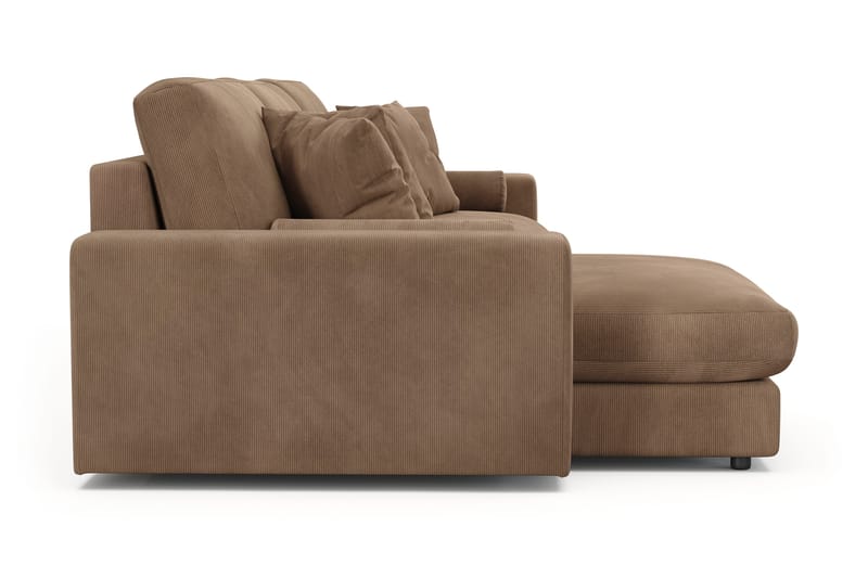 Arken Lyx dyb, vendbar L-formet 5-personers chaiselongsofa i riflet fløjl - Brun - Møbler - Sofaer - Sofa med chaiselong