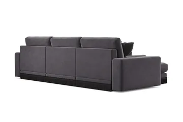 Arken Lyx dyb, vendbar L-formet 5-personers chaiselongsofa i velour - Mørkegrå - Møbler - Sofaer - Sofa med chaiselong