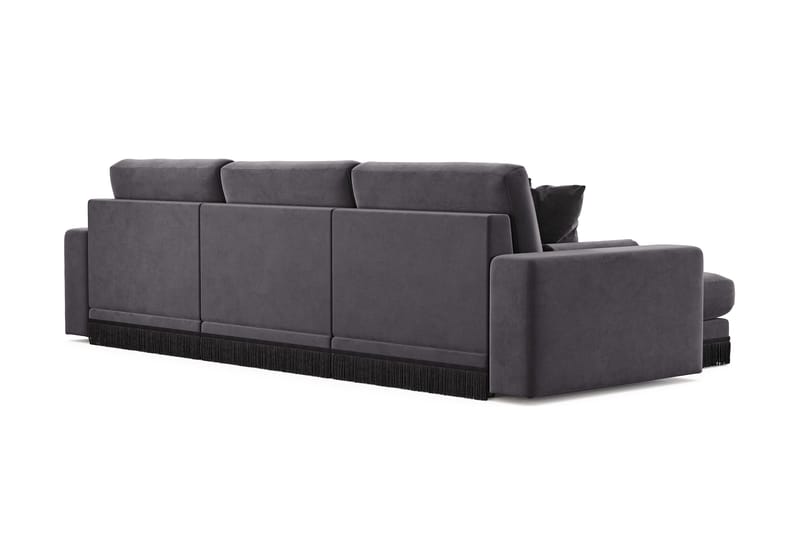 Arken Lyx dyb, vendbar L-formet 5-personers chaiselongsofa i velour - Mørkegrå - Møbler - Sofaer - Sofa med chaiselong