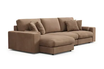 Arken Lyx dyb, vendbar L-formet 5-personers chaiselongsofa i riflet fløjl - Brun - Møbler - Sofaer - Sofa med chaiselong