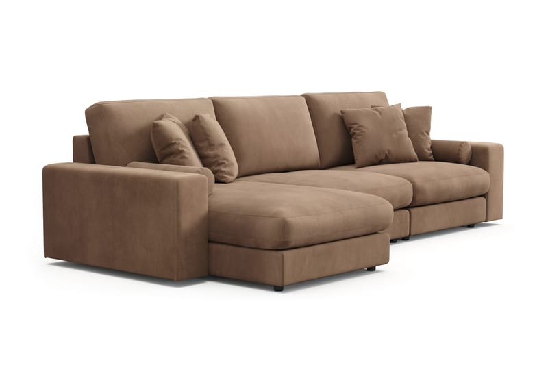 Arken Lyx dyb, vendbar L-formet 5-personers chaiselongsofa i riflet fløjl - Brun - Møbler - Sofaer - Sofa med chaiselong