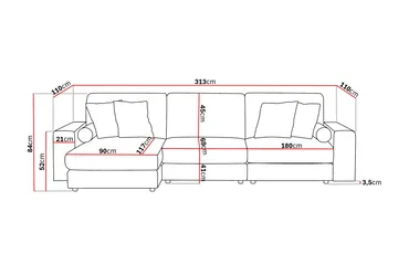 Arken Lyx dyb, vendbar L-formet 5-personers chaiselongsofa i stof - Grøn - Møbler - Sofaer - Sofa med chaiselong