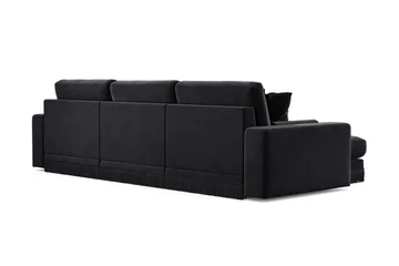 Arken Lyx dyb, vendbar L-formet 5-personers chaiselongsofa i velour - Sort - Møbler - Sofaer - Sofa med chaiselong