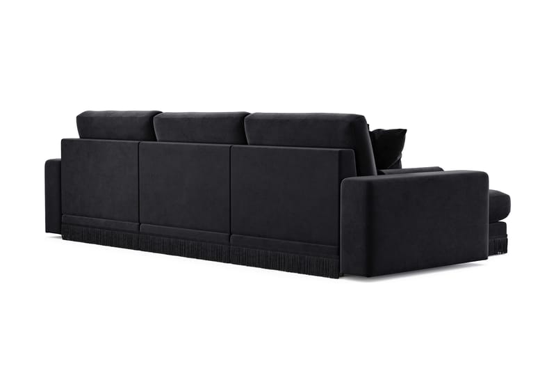 Arken Lyx dyb, vendbar L-formet 5-personers chaiselongsofa i velour - Sort - Møbler - Sofaer - Sofa med chaiselong