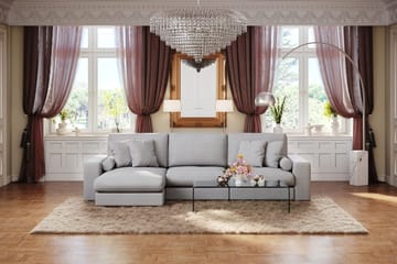 Arken Lyx dyb, vendbar L-formet 5-personers chaiselongsofa i stof - Lysegrå - Møbler - Sofaer - Sofa med chaiselong