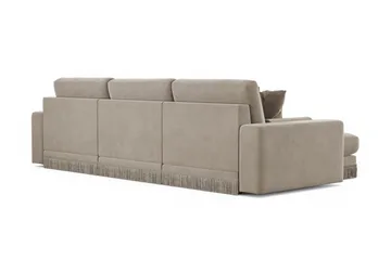 Arken Lyx dyb, vendbar L-formet 5-personers chaiselongsofa i velour - Beige - Møbler - Sofaer - Sofa med chaiselong