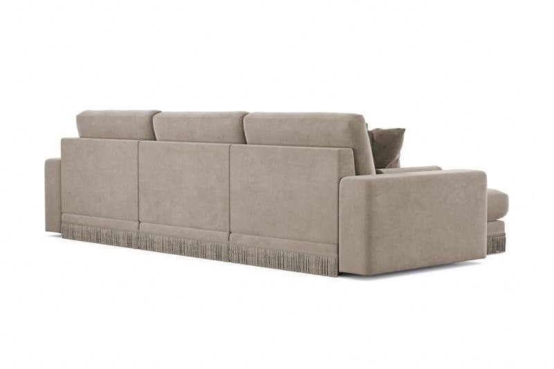 Arken Lyx dyb, vendbar L-formet 5-personers chaiselongsofa i velour - Beige - Møbler - Sofaer - Sofa med chaiselong