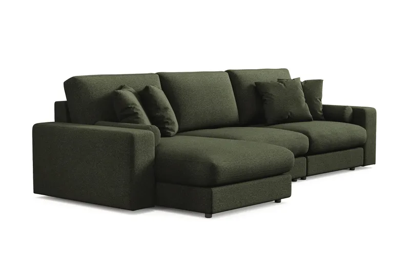 Arken Lyx dyb, vendbar L-formet 5-personers chaiselongsofa i stof - Grøn - Møbler - Sofaer - Sofa med chaiselong