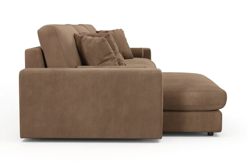 Arken Lyx dyb, vendbar L-formet 6-personers chaiselongsofa i riflet fløjl - Brun - Møbler - Sofaer - Sofa med chaiselong