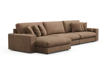 Arken Lyx dyb, vendbar L-formet 6-personers chaiselongsofa i riflet fløjl - Brun - Møbler - Sofaer - Sofa med chaiselong
