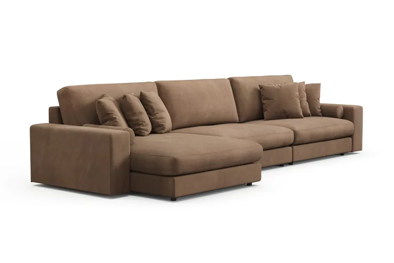 Arken Lyx dyb, vendbar L-formet 6-personers chaiselongsofa i riflet fløjl - Brun - Møbler - Sofaer - Sofa med chaiselong