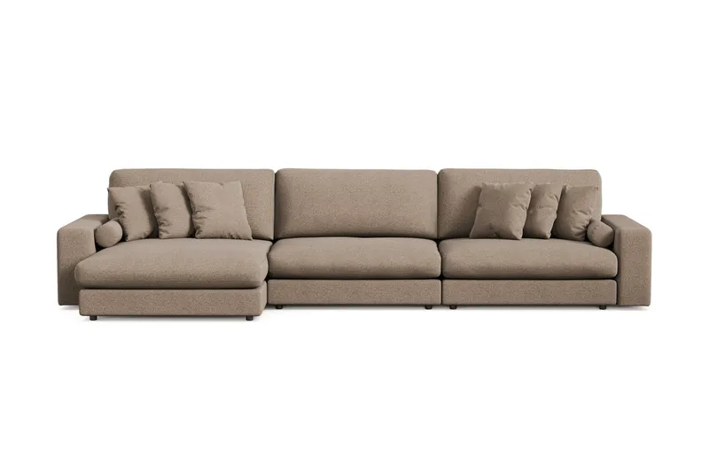Arken Lyx dyb, vendbar L-formet 6-personers chaiselongsofa i stof, Brun