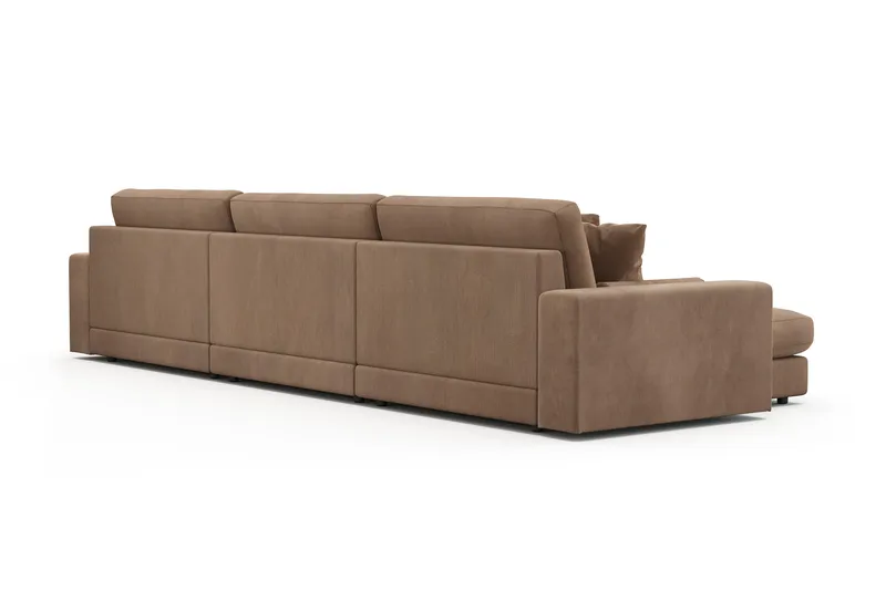 Arken Lyx dyb, vendbar L-formet 6-personers chaiselongsofa i riflet fløjl - Brun - Møbler - Sofaer - Sofa med chaiselong