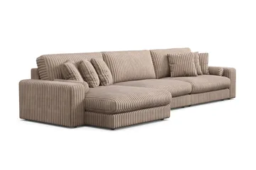 Arken Lyx dyb, vendbar L-formet 6-personers chaiselongsofa i riflet fløjl - Greige - Møbler - Sofaer - Sofa med chaiselong
