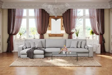 Arken Lyx dyb, vendbar L-formet 6-personers chaiselongsofa i stof - Lysegrå - Møbler - Sofaer - Sofa med chaiselong