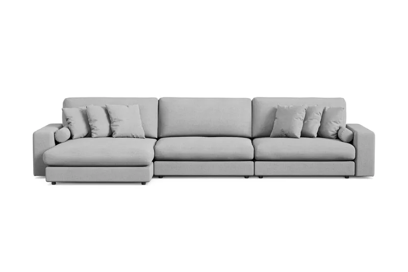 Arken Lyx dyb, vendbar L-formet 6-personers chaiselongsofa i stof, Lysegrå