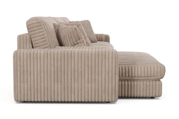 Arken Lyx dyb, vendbar L-formet 6-personers chaiselongsofa i riflet fløjl - Greige - Møbler - Sofaer - Sofa med chaiselong