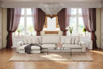 Arken Lyx dyb, vendbar L-formet 6-personers chaiselongsofa i stof - Lys beige - Møbler - Sofaer - Sofa med chaiselong