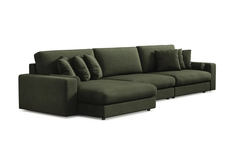 Arken Lyx dyb, vendbar L-formet 6-personers chaiselongsofa i stof - Grøn - Møbler - Sofaer - Sofa med chaiselong