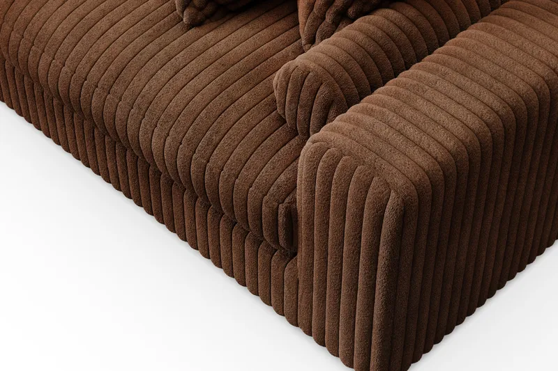 Arken Lyx dyb, venstrevendt 5-personers chaiselongsofa i riflet fløjl - Mørkebrun - Møbler - Sofaer - Sofa med chaiselong
