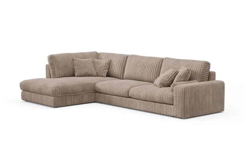 Arken Lyx dyb, venstrevendt 5-personers chaiselongsofa i riflet fløjl - Greige - Møbler - Sofaer - Sofa med chaiselong