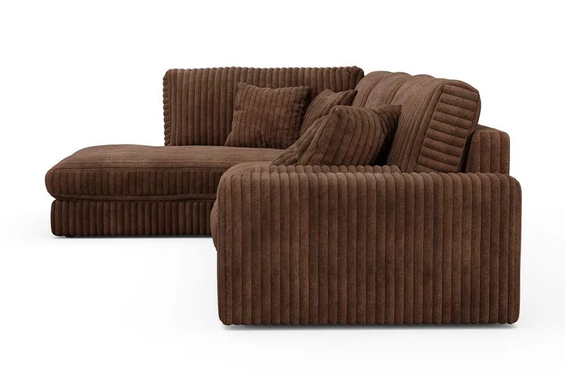 Arken Lyx dyb, venstrevendt 5-personers chaiselongsofa i riflet fløjl - Mørkebrun - Møbler - Sofaer - Sofa med chaiselong