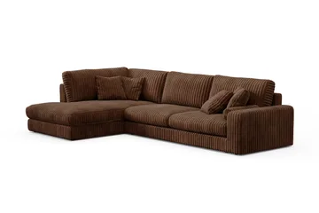 Arken Lyx dyb, venstrevendt 5-personers chaiselongsofa i riflet fløjl - Mørkebrun - Møbler - Sofaer - Sofa med chaiselong