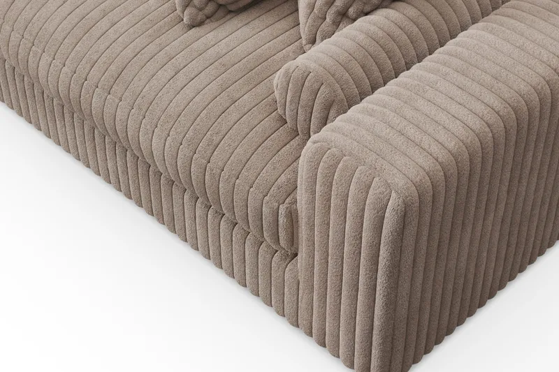 Arken Lyx dyb, venstrevendt 5-personers chaiselongsofa i riflet fløjl - Greige - Møbler - Sofaer - Sofa med chaiselong