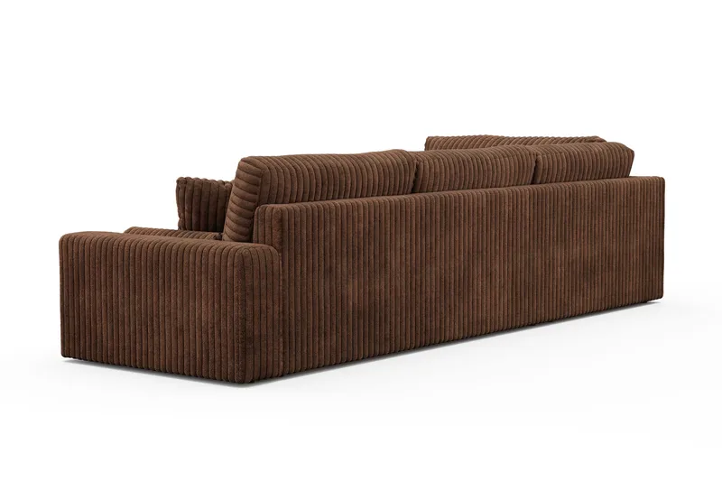 Arken Lyx dyb, venstrevendt 5-personers chaiselongsofa i riflet fløjl - Mørkebrun - Møbler - Sofaer - Sofa med chaiselong
