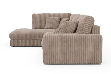 Arken Lyx dyb, venstrevendt 5-personers chaiselongsofa i riflet fløjl - Greige - Møbler - Sofaer - Sofa med chaiselong