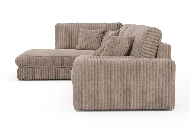 Arken Lyx dyb, venstrevendt 5-personers chaiselongsofa i riflet fløjl - Greige - Møbler - Sofaer - Sofa med chaiselong