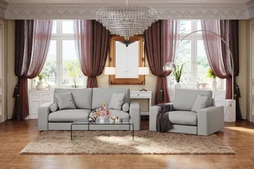 Arken Lyx dyb 3-personers sofa i stof - Lysegrå - Møbler - Sofaer - 3 personers sofa